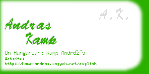 andras kamp business card